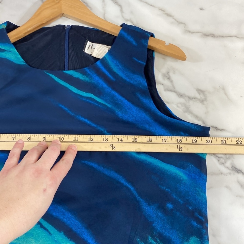 Vintage Mary McFadden‎ Dress Womens 14 Maxi Blue Green Abstract Swirl Sleeveless - Picture 12 of 13